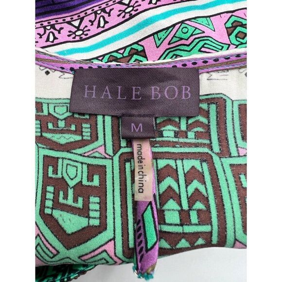 Hale Bob Women's Medium Silk Blend Colorful Boho Abstract Print Long Sleeve - Picture 11 of 15